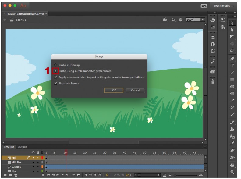 Adobe Animate import settings