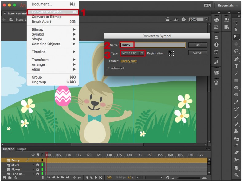 Creating movie clips in Adobe Animate