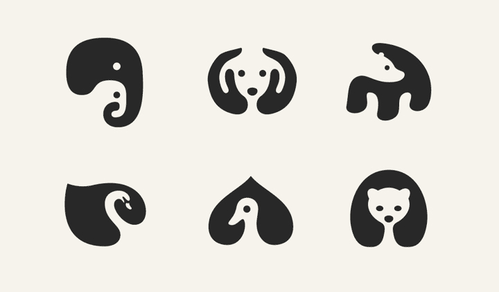 negative space animal icons
